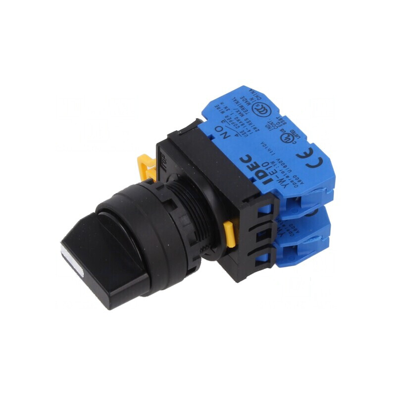 Comutator rotativ 22mm cu 3 pozitii stabile x2 neagra | Electronic-mag.ro | Componente Electronice