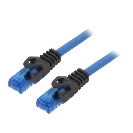 Patch cord U/UTP 6a sârmă Cu albastru 10m - Cablu de rețea Ethernet 10 metri | Electronic-mag.ro | Componente Electronice