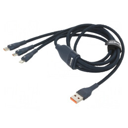 Cablu USB 2.0 1,2m bleumarin textil | Electronic-mag.ro | Componente Electronice
