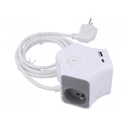 Prelungitor alimentare 3 prize PVC alb 2m | Electronic-mag.ro | Componente Electronice
