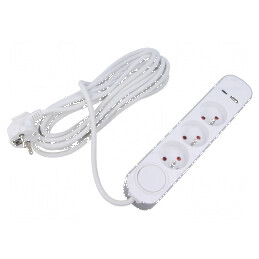 Prelungitor de alimentare cu 5 prize - PVC alb - 5 metri | Electronic-mag.ro | Componente Electronice