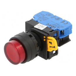 Comutator acţionat prin apăsare 22mm cu 2 contacte normale deschise roşii | Electronic-mag.ro | Componente Electronice