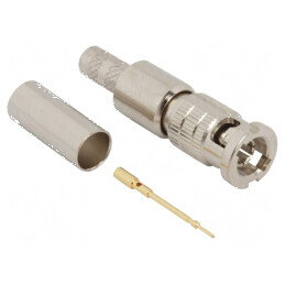 Conector Micro BNC mufă tată drept 75Ω crimpat pe cablu PTFE | Electronic-mag.ro | Componente Electronice