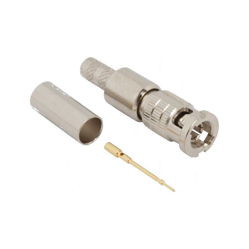 Conector Micro BNC mufă tată drept 75Ω crimpat pe cablu PTFE | Electronic-mag.ro | Componente Electronice