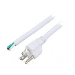 Cablu de alimentare 3x14AWG NEMA 5-15, 5 metri, alb | Electronic-mag.ro | Componente Electronice