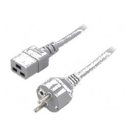 Cablu de alimentare 3x1,5mm2 CEE 7/7 (E/F) mufă,IEC C19 mamă PVC 5m gri | Electronic-mag.ro | Componente Electronice