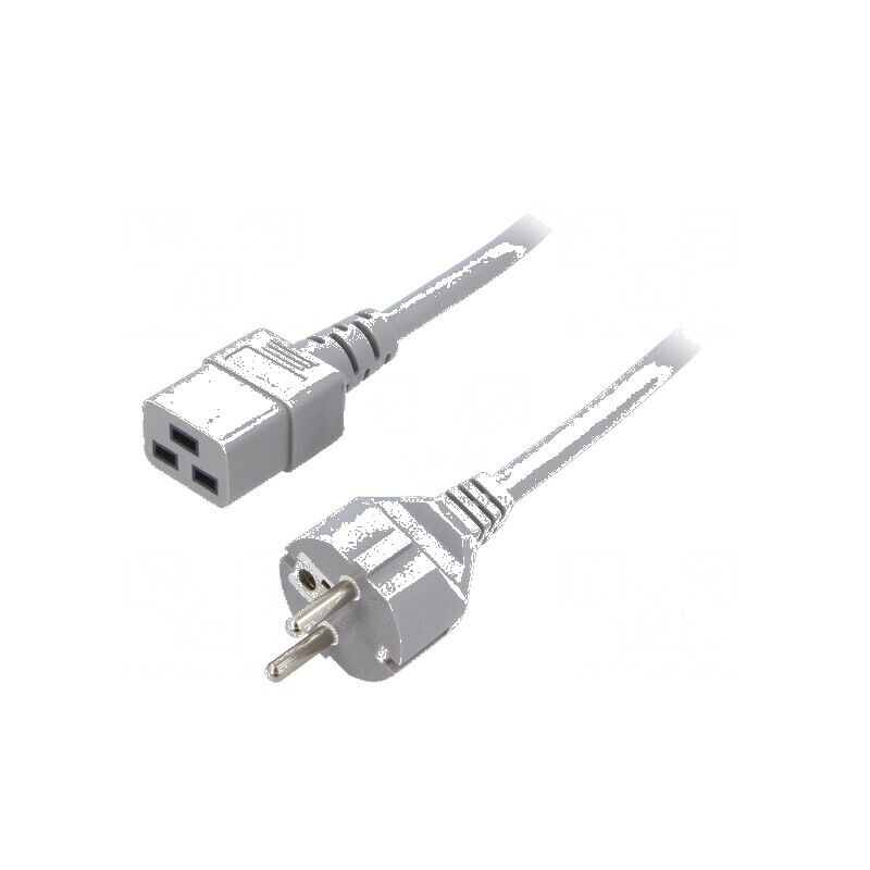 Cablu de alimentare 3x1,5mm2 CEE 7/7 (E/F) mufă,IEC C19 mamă PVC 5m gri | Electronic-mag.ro | Componente Electronice