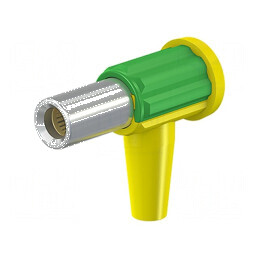 Conector banană galben-verde 6mm cu şurub | Electronic-mag.ro | Componente Electronice