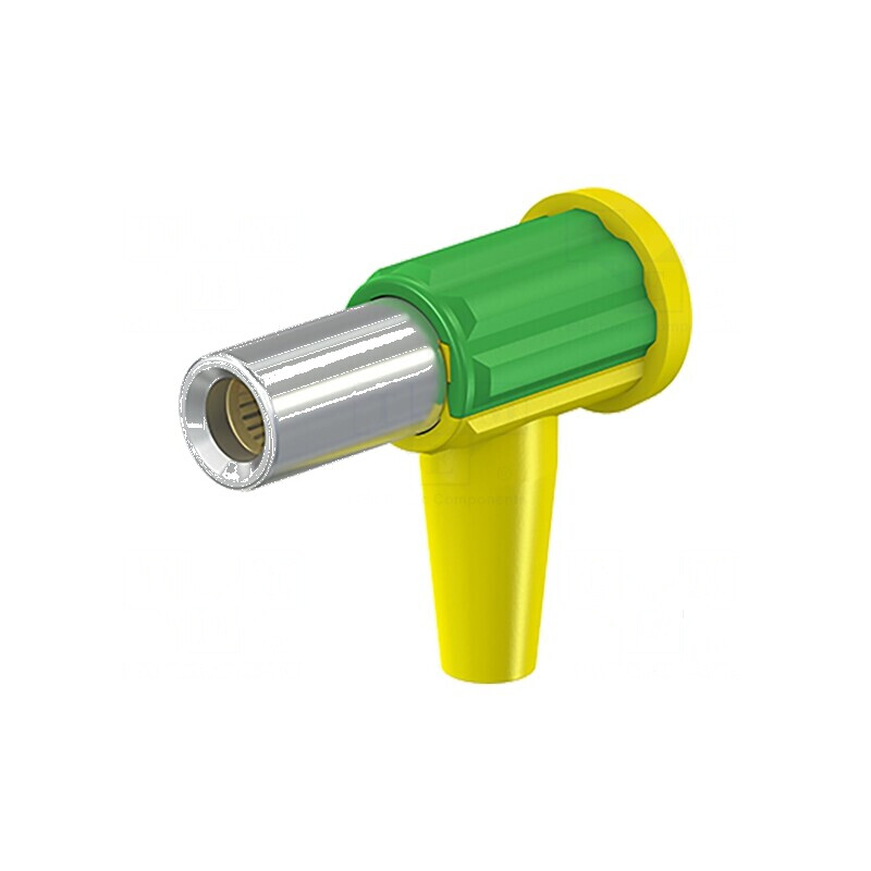 Conector banană galben-verde 6mm cu şurub | Electronic-mag.ro | Componente Electronice