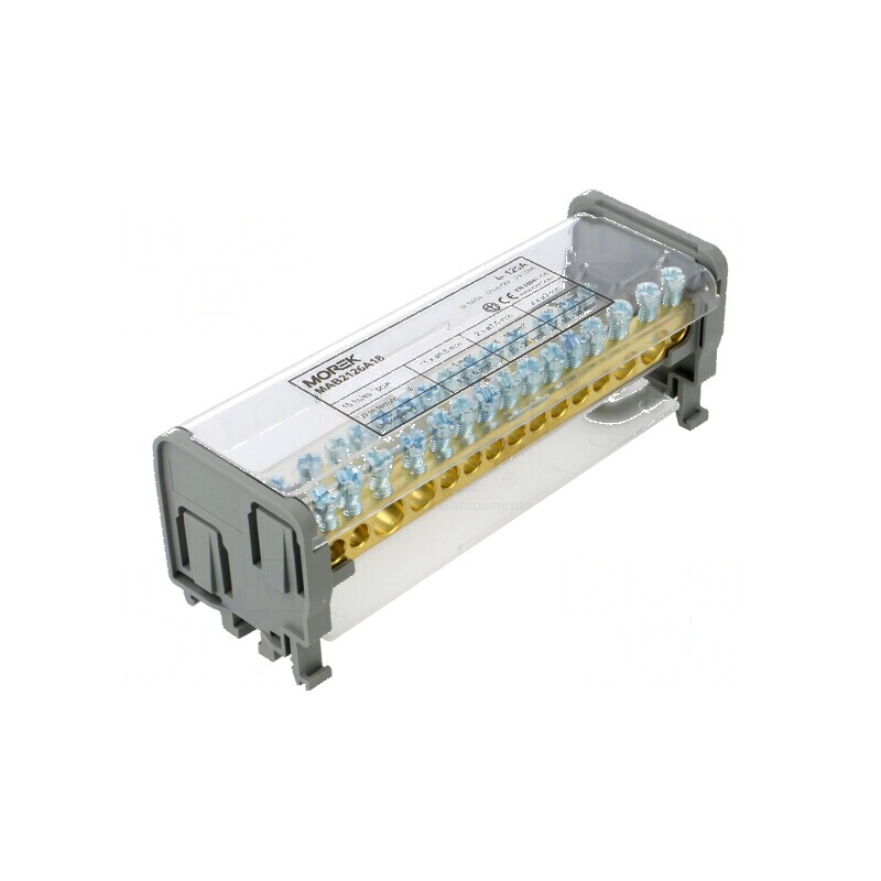 Bloc de distribuţie piste: 2 borne: 30 gri 1kV - Distribuitor electric cu 30 borne gri | Electronic-mag.ro | Componente Electronice