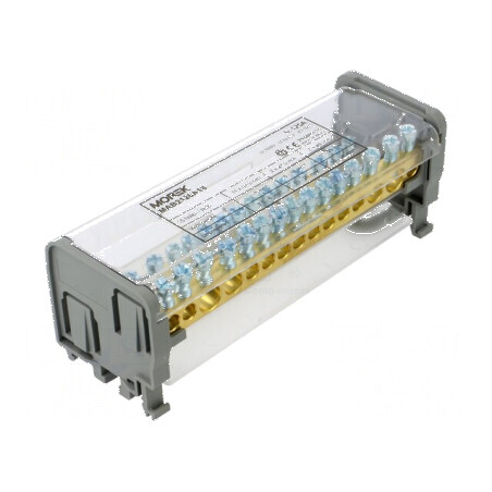 Bloc de distribuţie piste: 2 borne: 30 gri 1kV - Distribuitor electric cu 30 borne gri | Electronic-mag.ro | Componente Electronice