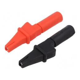 Bornă crocodil 5A neagră, roșie 9mm | Electronic-mag.ro | Componente Electronice