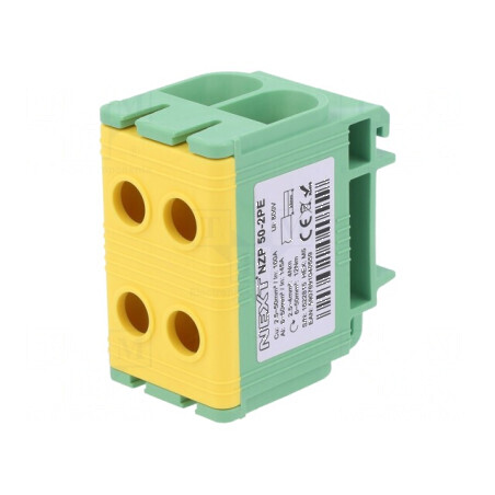 Termen de îmbinare de șine cu 1 pistă și 4 borne galben-verde | Electronic-mag.ro | Componente Electronice