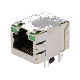 Conector RJ45 ecranat cu diodă LED aurit | Electronic-mag.ro | Componente Electronice