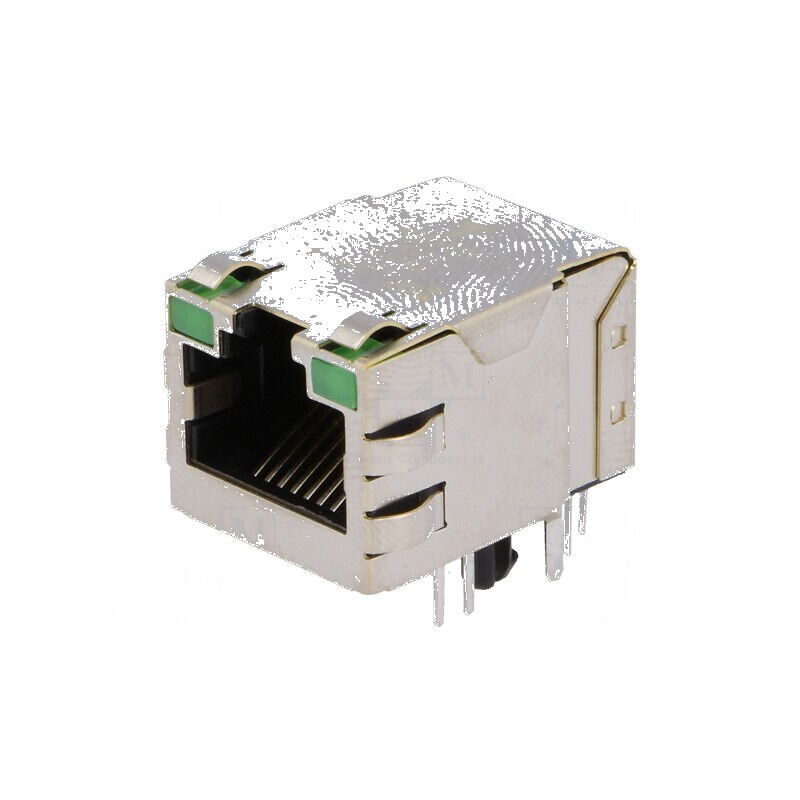 Conector RJ45 ecranat cu diodă LED aurit | Electronic-mag.ro | Componente Electronice
