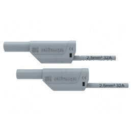 Cablu de măsurare 32A mufă banană 4 mm din ambele părţi gri | Electronic-mag.ro | Componente Electronice