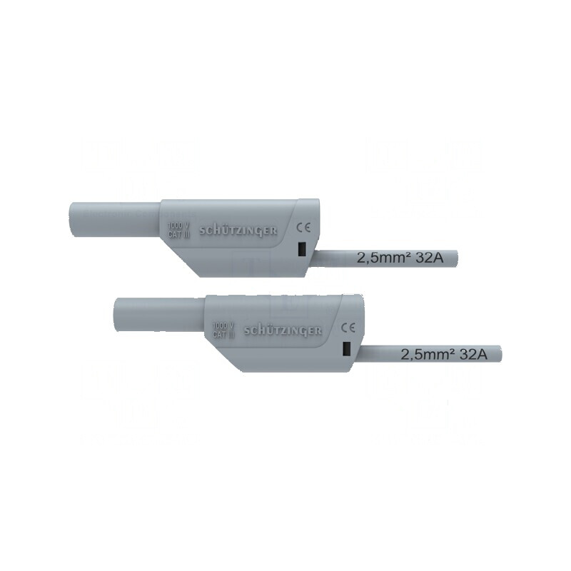 Cablu de măsurare 32A mufă banană 4 mm din ambele părţi gri | Electronic-mag.ro | Componente Electronice