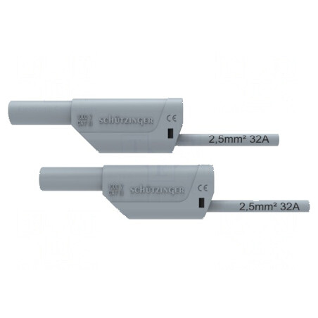 Cablu de măsurare 32A mufă banană 4 mm din ambele părţi gri | Electronic-mag.ro | Componente Electronice
