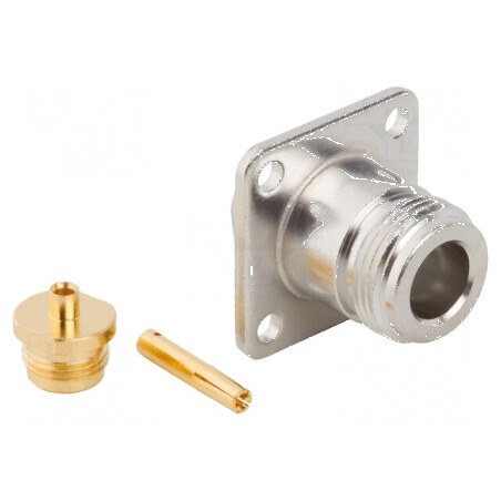Conector N soclu mamă drept 50Ω lipire PTFE aurit alamă | Electronic-mag.ro | Componente Electronice