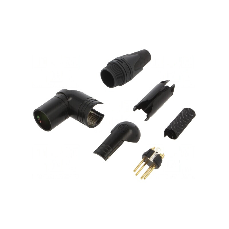 Conector XLR tată 4 pini unghi 90° | Electronic-mag.ro | Componente Electronice