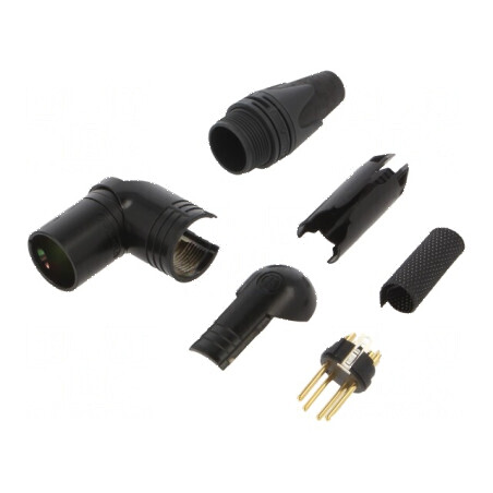 Conector XLR tată 4 pini unghi 90° | Electronic-mag.ro | Componente Electronice