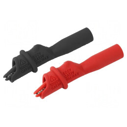 Bornă crocodil 10A neagră, roșie - Pachet de 2 borne crocodil | Electronic-mag.ro | Componente Electronice