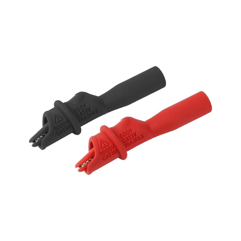 Bornă crocodil 10A neagră, roșie - Pachet de 2 borne crocodil | Electronic-mag.ro | Componente Electronice
