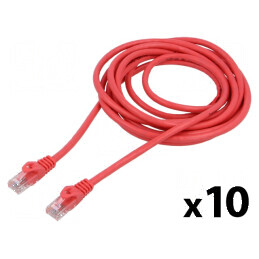 Set de 10 patch cord U/UTP 6 litat CCA PVC roșu 3m 26AWG Fire: 8 | Electronic-mag.ro | Componente Electronice