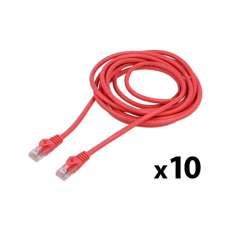 Set de 10 patch cord U/UTP 6 litat CCA PVC roșu 3m 26AWG Fire: 8 | Electronic-mag.ro | Componente Electronice