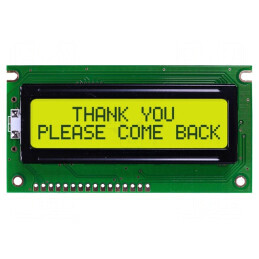 Afişaj LCD 16x2 galben-verde LED | Electronic-mag.ro | Componente Electronice