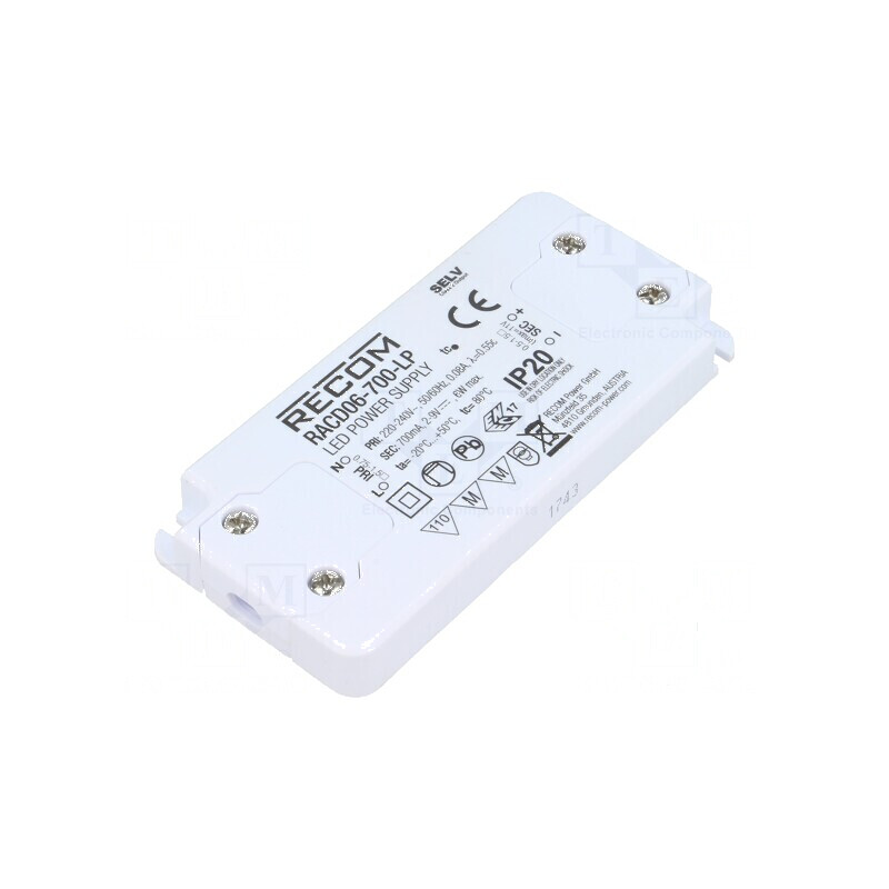 Alimentator LED pulsatoriu, 6W, 2-9VDC, 700mA, 198-264VAC, IP20 | Electronic-mag.ro | Componente Electronice