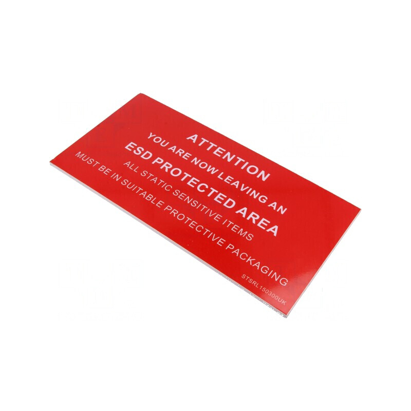 Panou de informare ESD roșu 150x300mm | Electronic-mag.ro | Componente Electronice