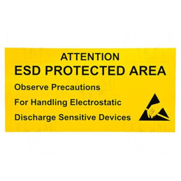 Panou de informare ESD galben 300x150mm | Electronic-mag.ro | Componente Electronice