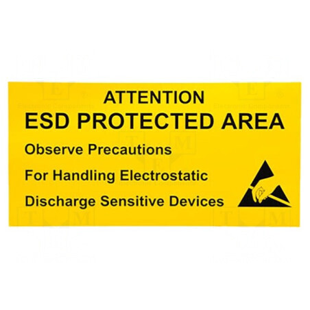 Panou de informare ESD galben 300x150mm | Electronic-mag.ro | Componente Electronice