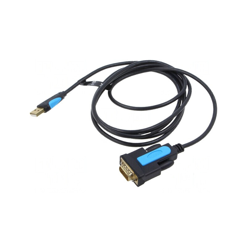 Adaptor USB-RS232 D-Sub 9pin, USB A 2m negru | Electronic-mag.ro | Componente Electronice