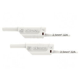 Cablu de măsurare 32A mufă banană 4 mm, alb | Electronic-mag.ro | Componente Electronice