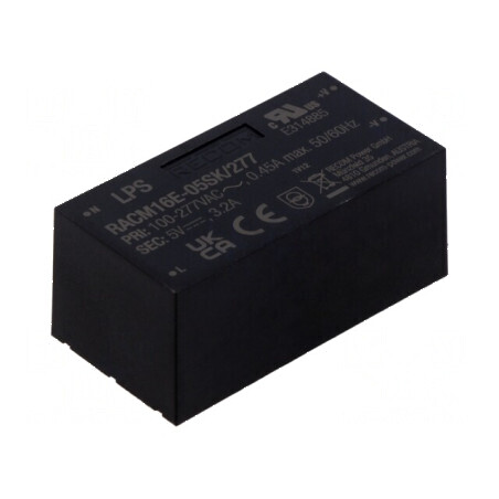 Convertor AC/DC 16W 85÷305VAC Uieş 5VDC Iieş 3,2A 82% 4,2kV | Electronic-mag.ro | Componente Electronice