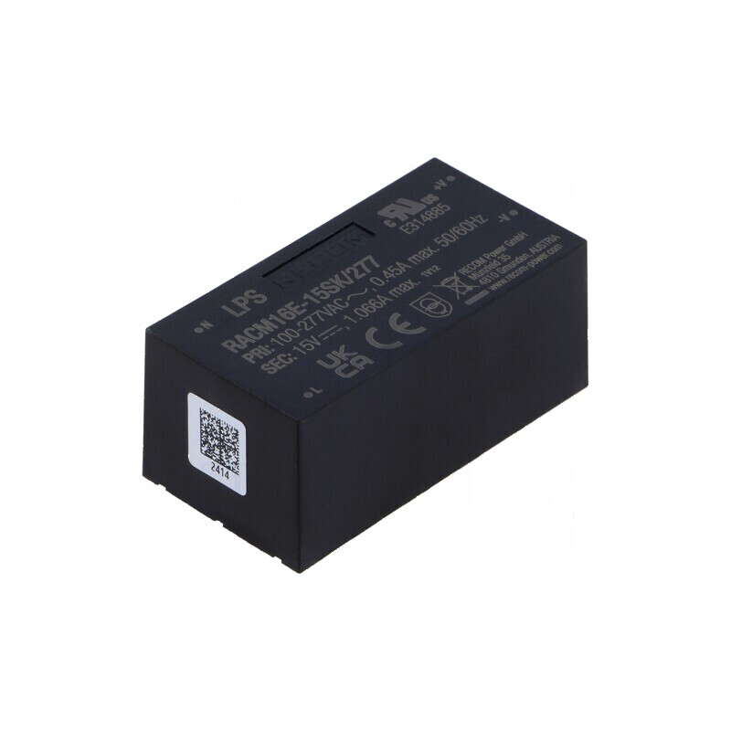 Convertor AC/DC 16W 85÷305VAC Uieş: 15VDC Iieş: 1066mA 85% - Sursa de alimentare universala | Electronic-mag.ro | Componente Electronice
