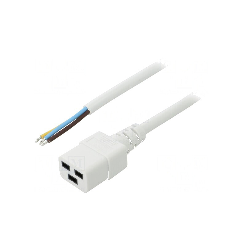 Cablu de alimentare IEC C19 3x1,5mm2, PVC, 5m, alb | Electronic-mag.ro | Componente Electronice