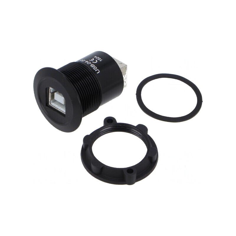 Adaptor USB B soclu din ambele părţi USB 2.0 Filet: M22 | Electronic-mag.ro | Componente Electronice