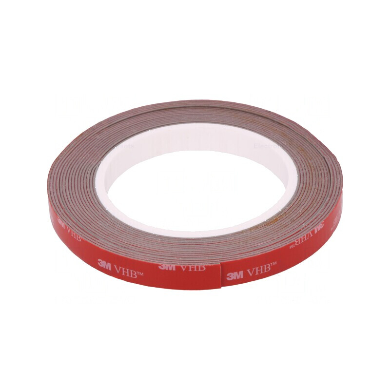 Bandă de fixare acrilică gri 12mm x 5,5m | Electronic-mag.ro | Componente Electronice