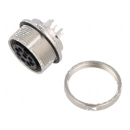 Conector M16 PIN 8 IP67 60V 5A THT Zinc Alloy Socket | Electronic-mag.ro | Componente Electronice