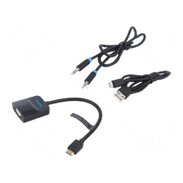 Adaptor mini HDMI la VGA, 0,15m, negru | Electronic-mag.ro | Componente Electronice