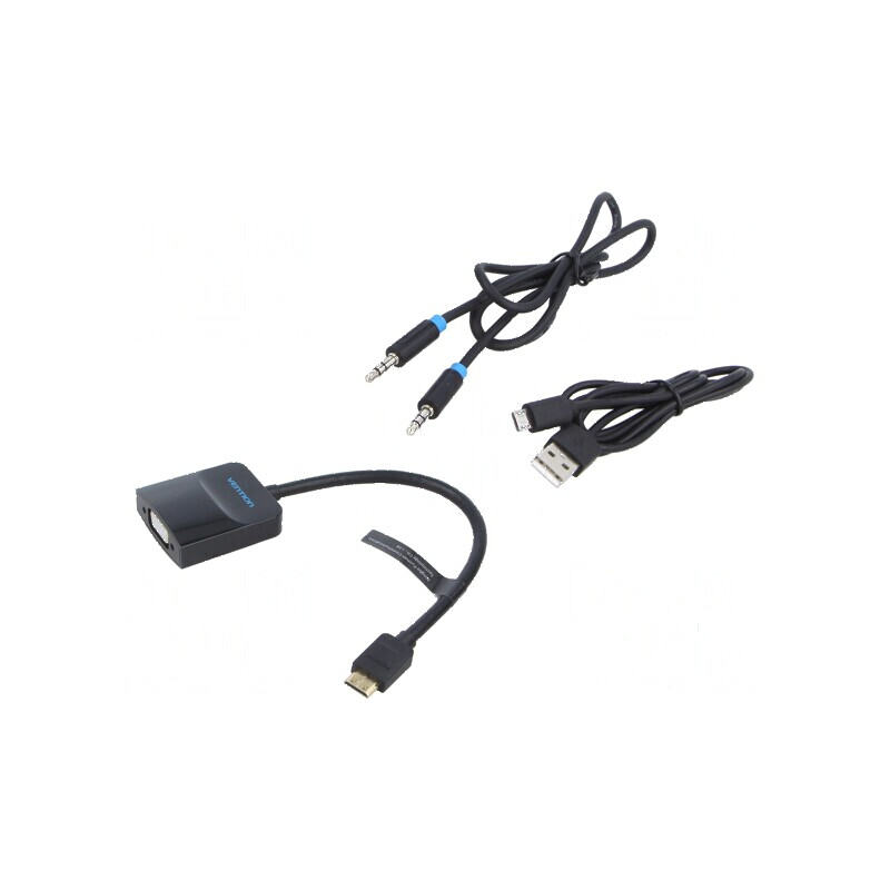 Adaptor mini HDMI la VGA, 0,15m, negru | Electronic-mag.ro | Componente Electronice