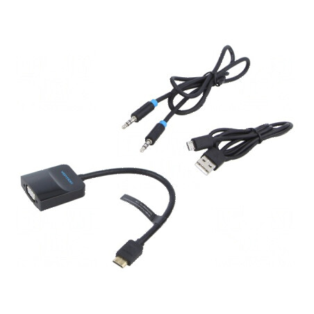 Adaptor mini HDMI la VGA, 0,15m, negru | Electronic-mag.ro | Componente Electronice