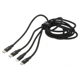 Cablu USB 2.0 negru textilă 1,5m | Electronic-mag.ro | Componente Electronice