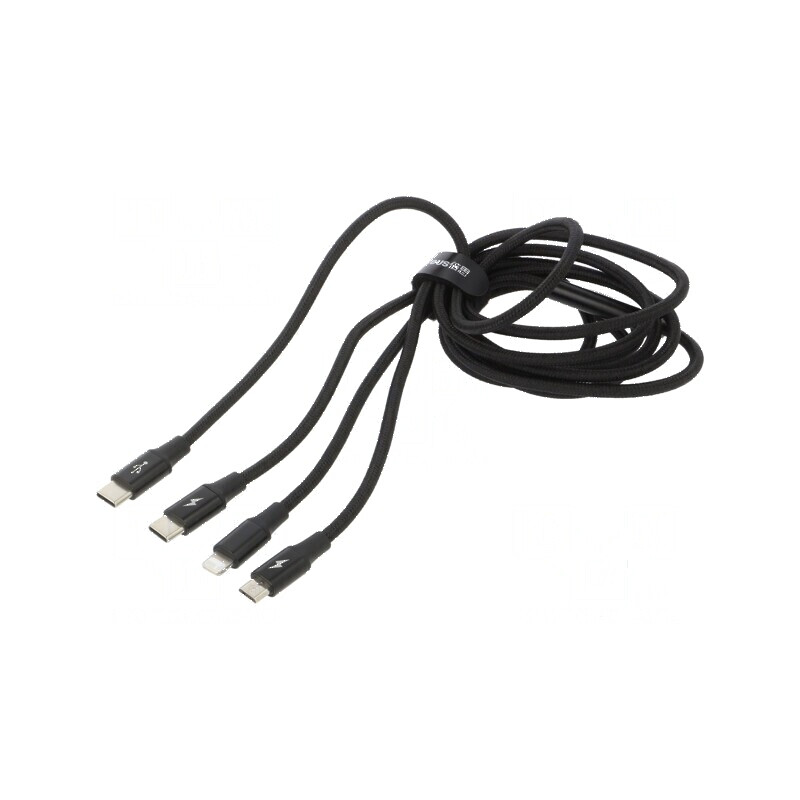 Cablu USB 2.0 negru textilă 1,5m | Electronic-mag.ro | Componente Electronice