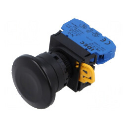 Comutator acționat prin apăsare 22mm 2NO neagră | Electronic-mag.ro | Componente Electronice