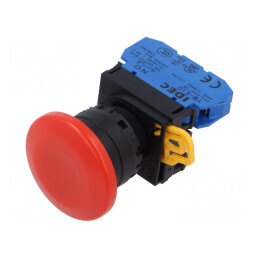 Comutator acţionat prin apăsare 22mm cu două poziții stabile NO roșie | Electronic-mag.ro | Componente Electronice
