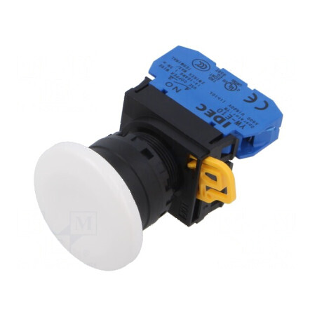 Comutator cu acționare prin apăsare 22mm 2 NO albă | Electronic-mag.ro | Componente Electronice